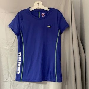 Puma bright blue with lime green details dry cell t-shirt.